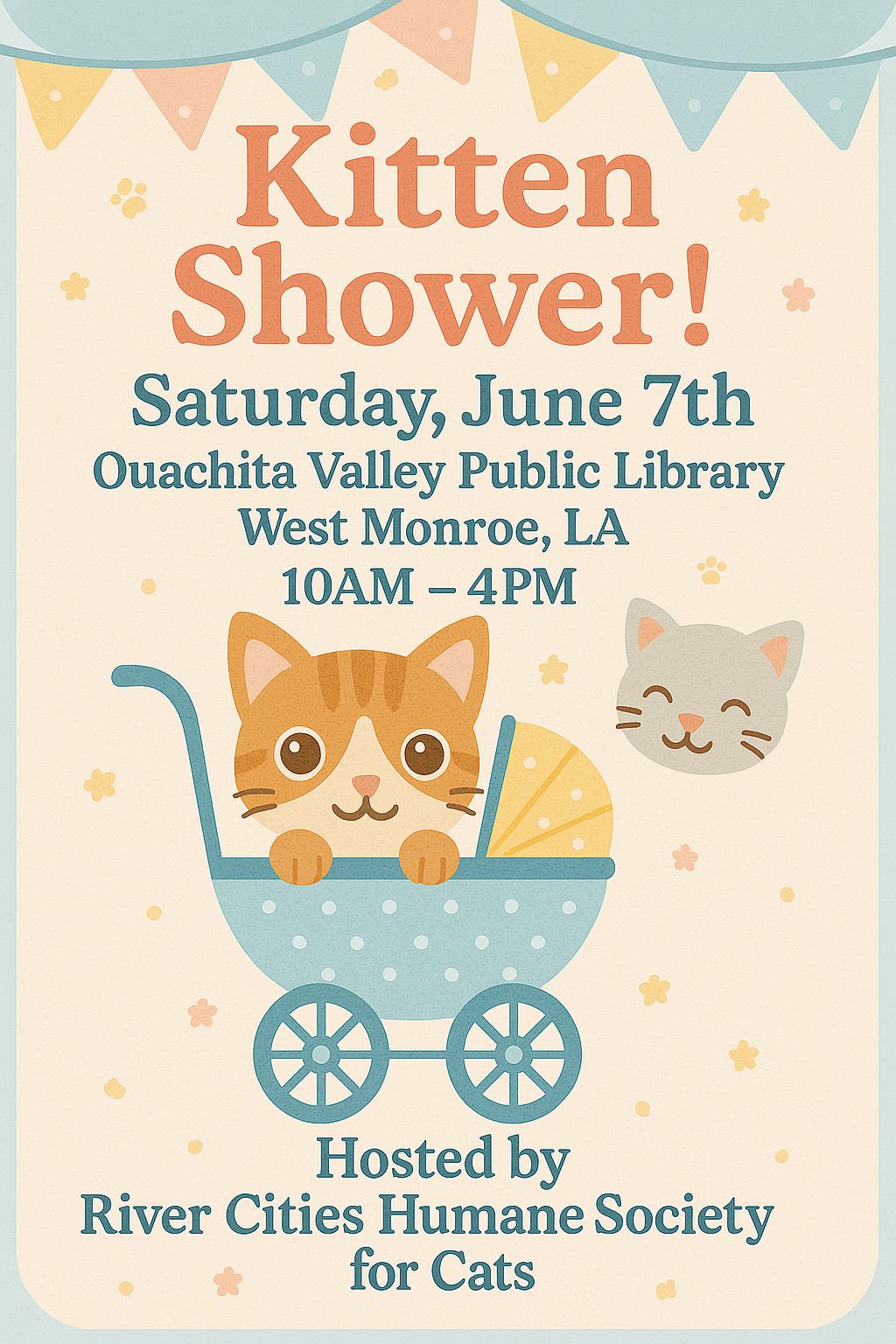 Kitten Shower Flyer for Saturday, June 7th